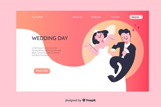 Plantilla de landing page de boda