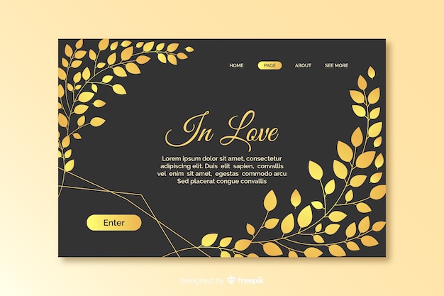 Plantilla de landing page de boda