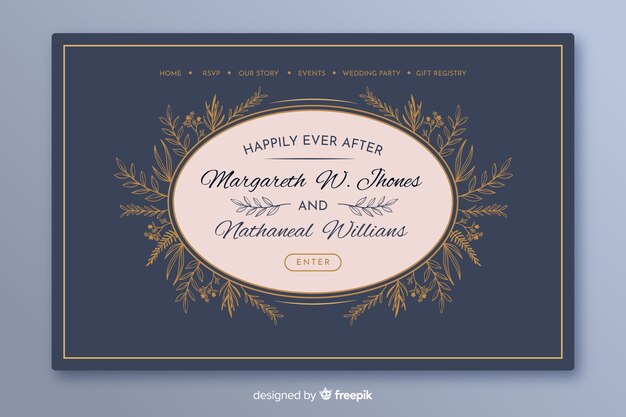 Plantilla de landing page de boda