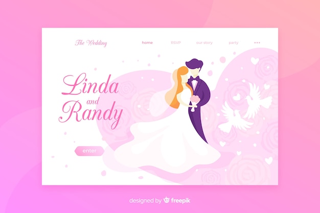 Plantilla de landing page de boda