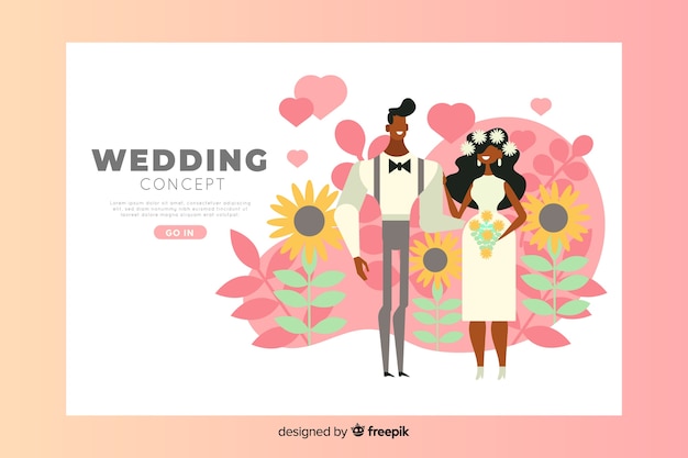 Plantilla de landing page de boda