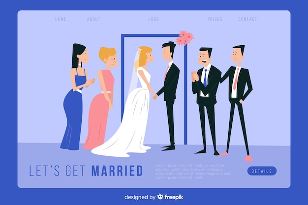 Plantilla de landing page de boda