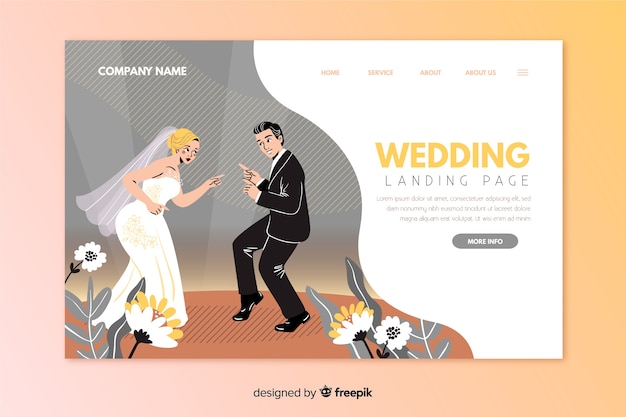 Plantilla de landing page de boda