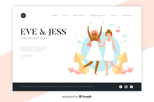 Plantilla de landing page de boda