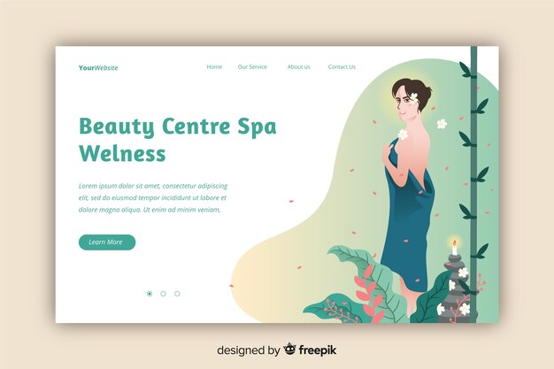 Plantilla de landing page de centro de spa