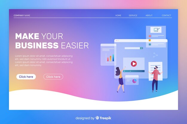 Plantilla de landing page colorida y con degradado