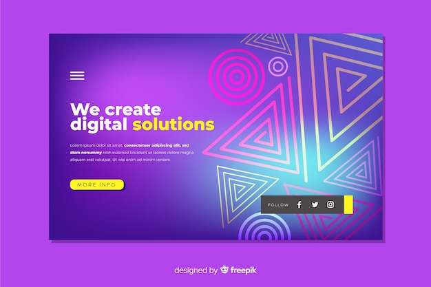 Vector gratuito plantilla de landing page colorida en estilo degradado