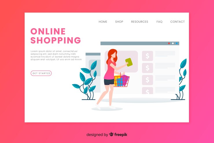 Vector gratuito plantilla de landing page de compras online