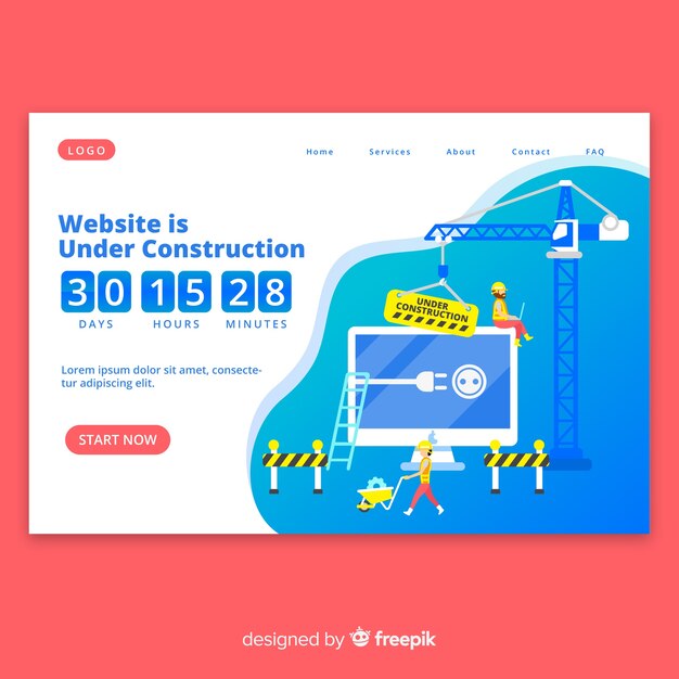 Plantilla de landing page en construcción