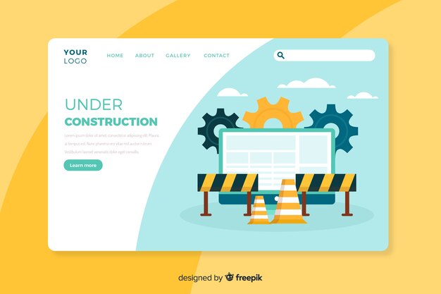 Plantilla de landing page en construcción
