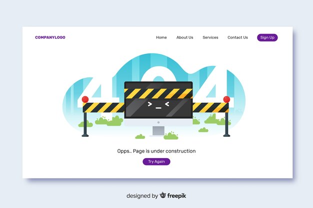 Plantilla de landing page en construcción