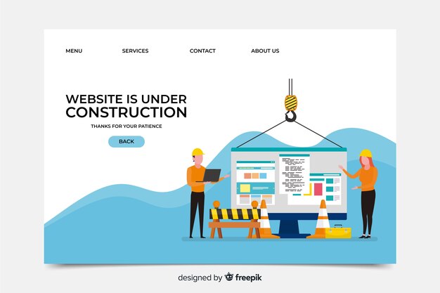 Plantilla de landing page en construcción