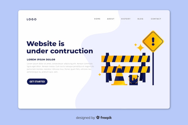 Plantilla de landing page en construcción