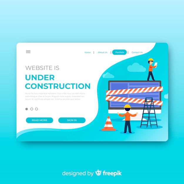 Plantilla de landing page en construcción