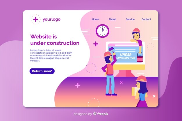 Plantilla de landing page en construcción