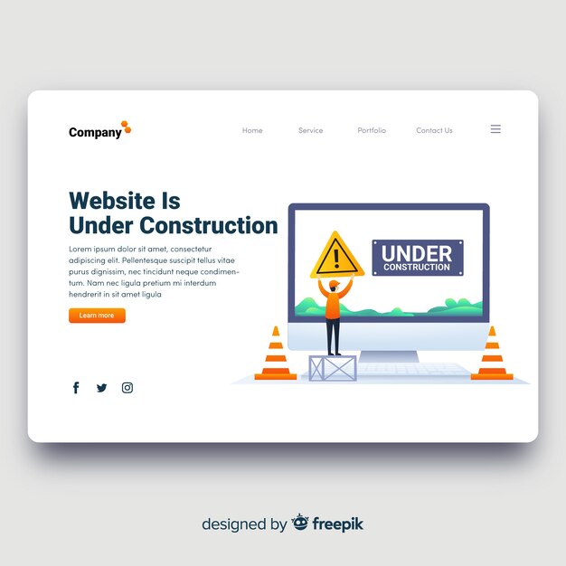 Plantilla de landing page en construcción