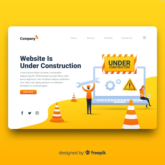 Plantilla de landing page en construcción