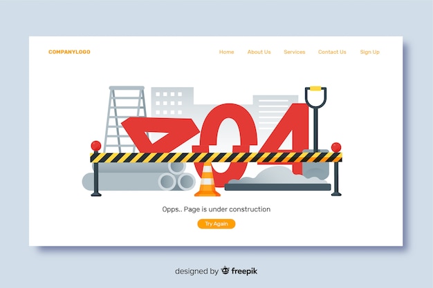 Vector gratuito plantilla de landing page en construcción