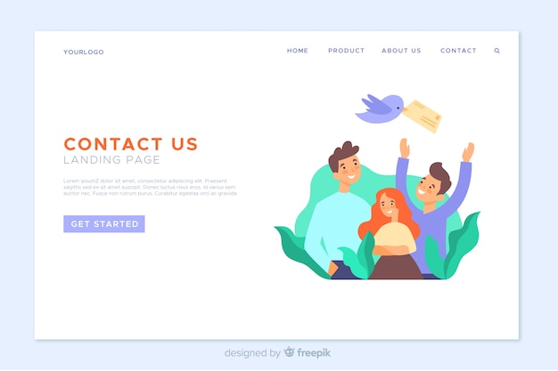 Vector gratuito plantilla de landing page de contacto