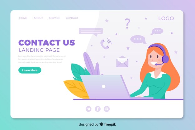 Plantilla de landing page de contacto