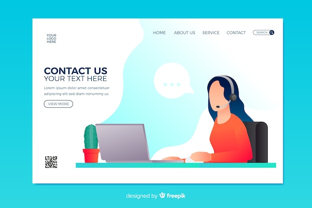 Vector gratuito plantilla de landing page de contacto