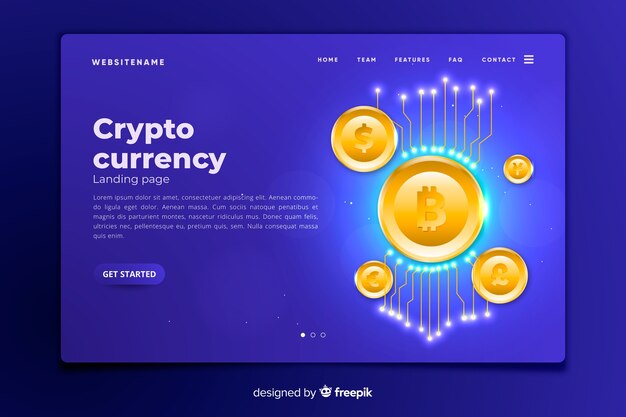 Plantilla de landing page de criptomonedas