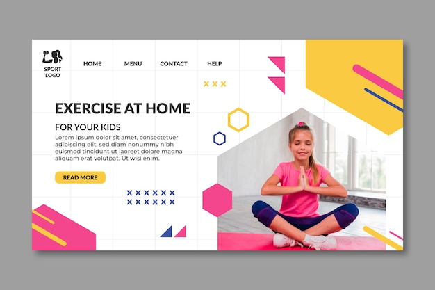 Vector gratuito plantilla de landing page de deporte en casa