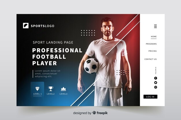 Plantilla de landing page de deporte con foto