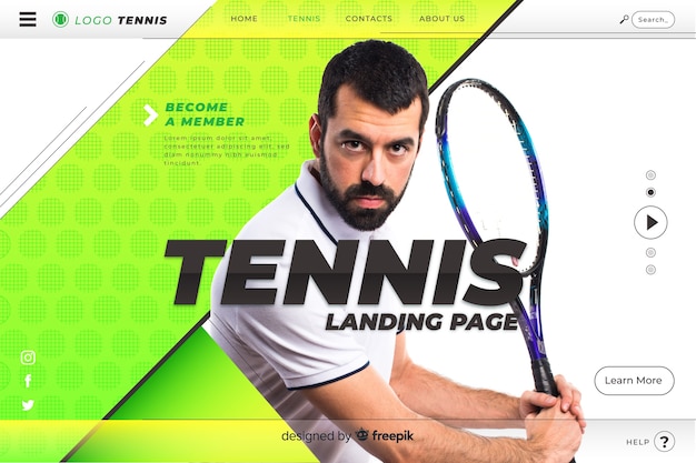 Vector gratuito plantilla de landing page de deporte con foto