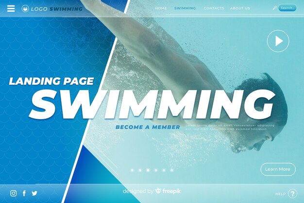 Plantilla de landing page de deporte con foto