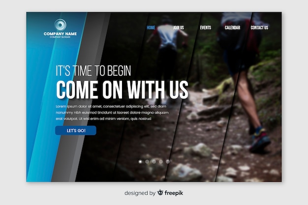 Plantilla de landing page de deporte con foto