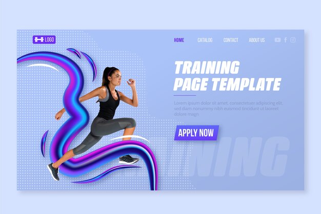 Plantilla de landing page de deporte con foto
