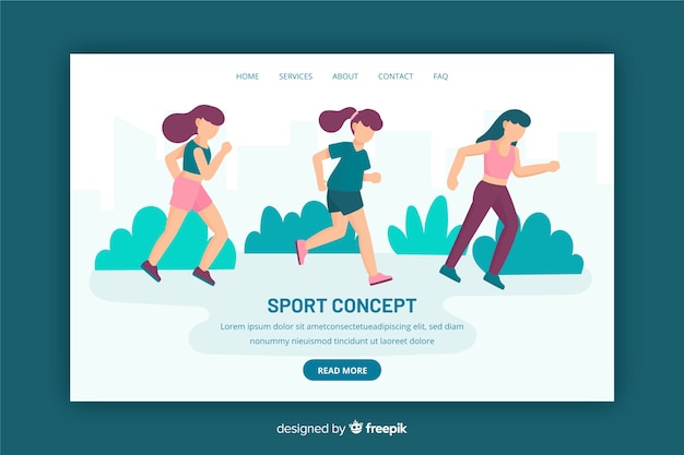 Vector gratuito plantilla de de landing page de deporte