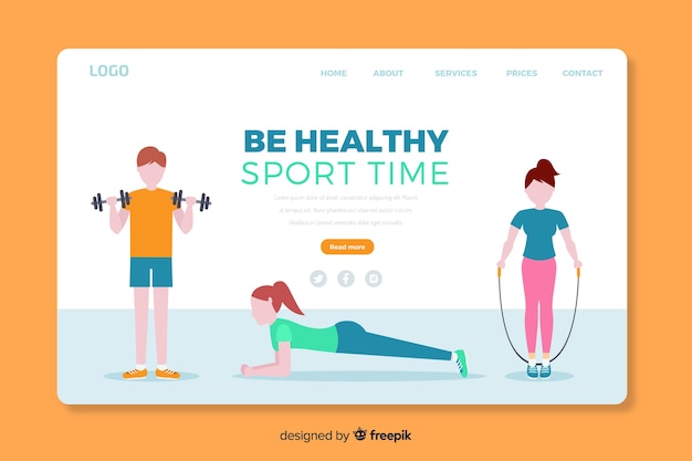 Plantilla de landing page de deporte