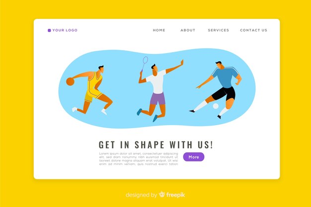 Plantilla de landing page de deporte