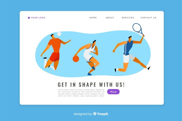 Plantilla de landing page de deporte