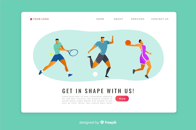 Vector gratuito plantilla de landing page de deporte