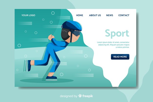 Vector gratuito plantilla de landing page de deporte