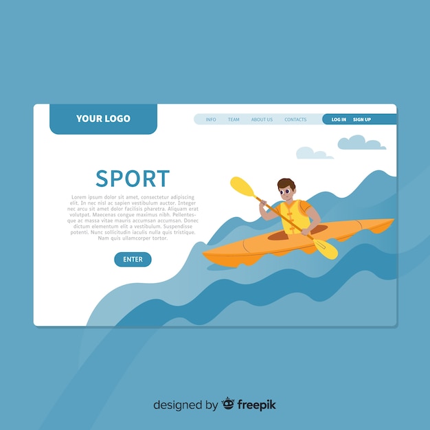 Vector gratuito plantilla de landing page de deporte