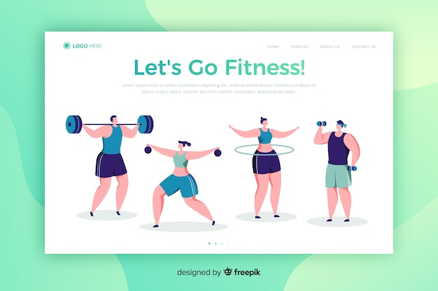 Vector gratuito plantilla de landing page de deporte