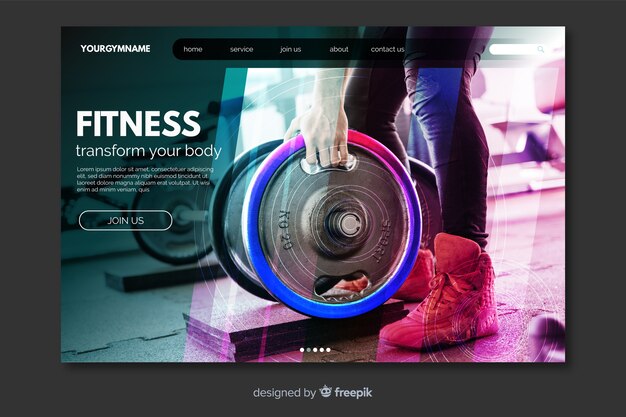 Plantilla de landing page de deportes con foto