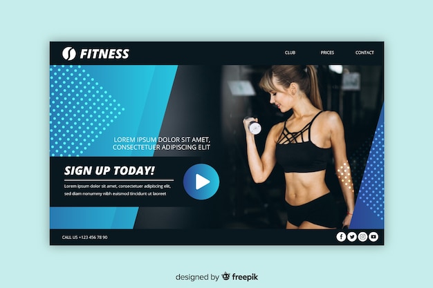 Plantilla de landing page de deportes con foto