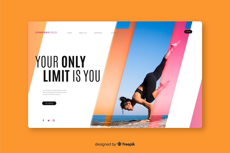 Vector gratuito plantilla de landing page de deportes con foto