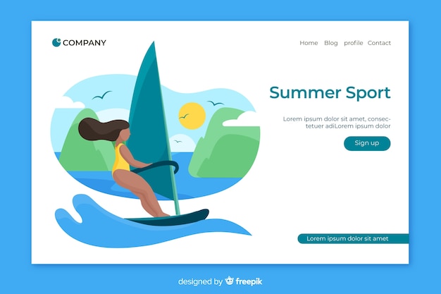 Vector gratuito plantilla de landing page deportiva