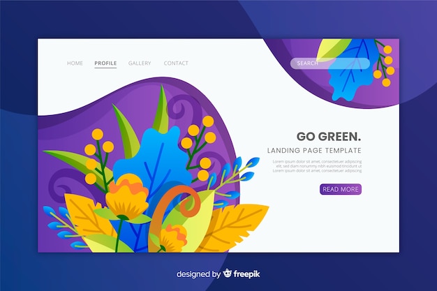 Plantilla de landing page dibujada de naturaleza