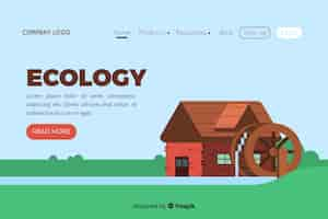 Vector gratuito plantilla de landing page de ecología en diseño plano