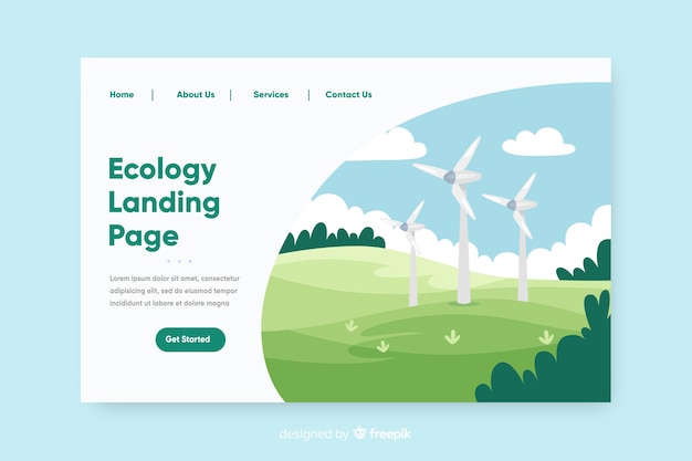 Vector gratuito plantilla de landing page de ecología