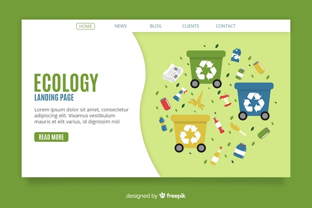 Vector gratuito plantilla de landing page de ecología