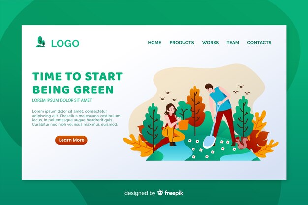 Plantilla de landing page de ecología