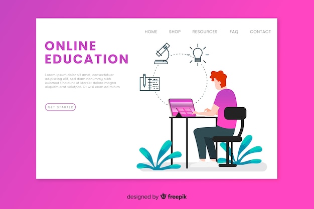 Plantilla de landing page de educación online